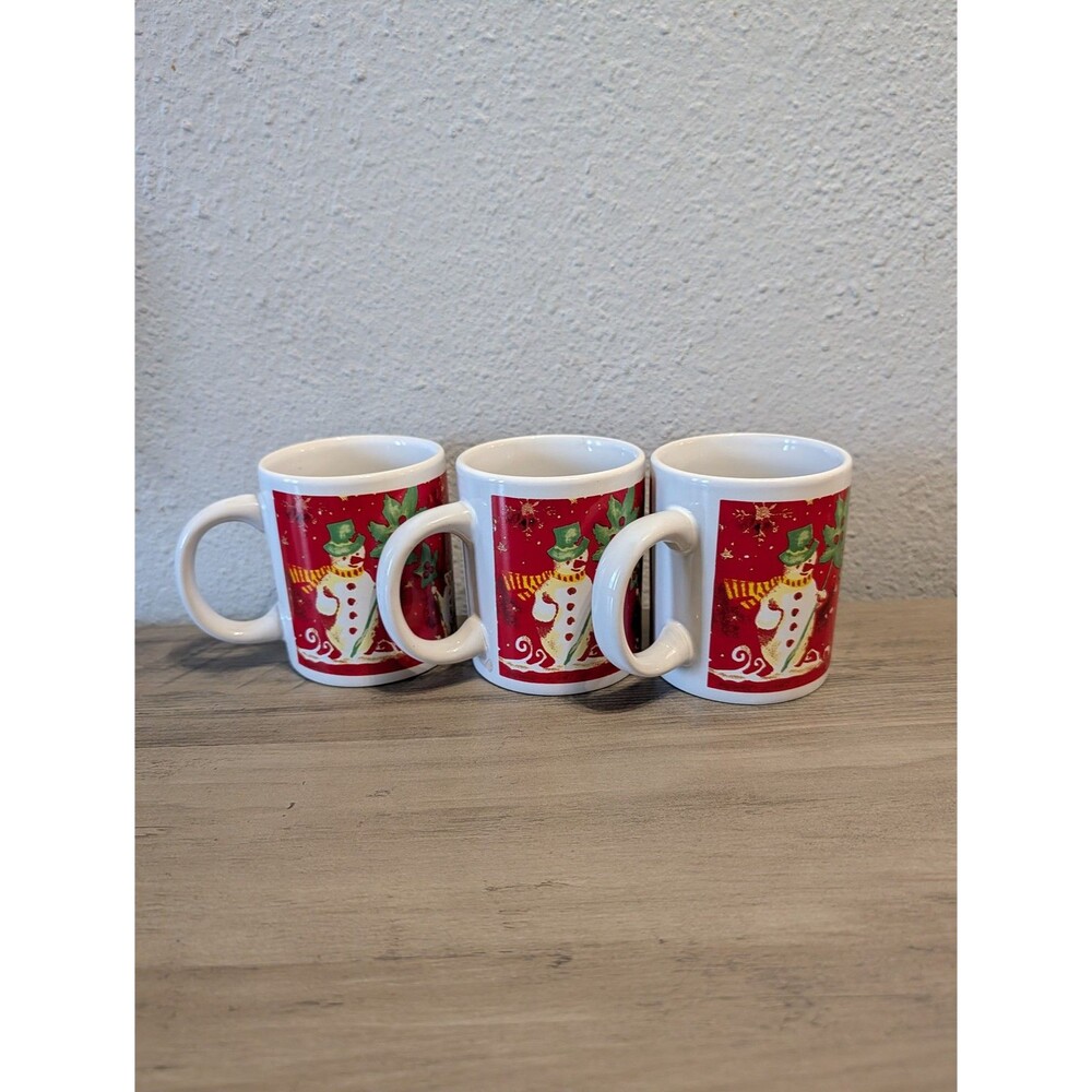 Test Rite International Snowman Christmas Stoneware Mugs Set of 3 Holiday